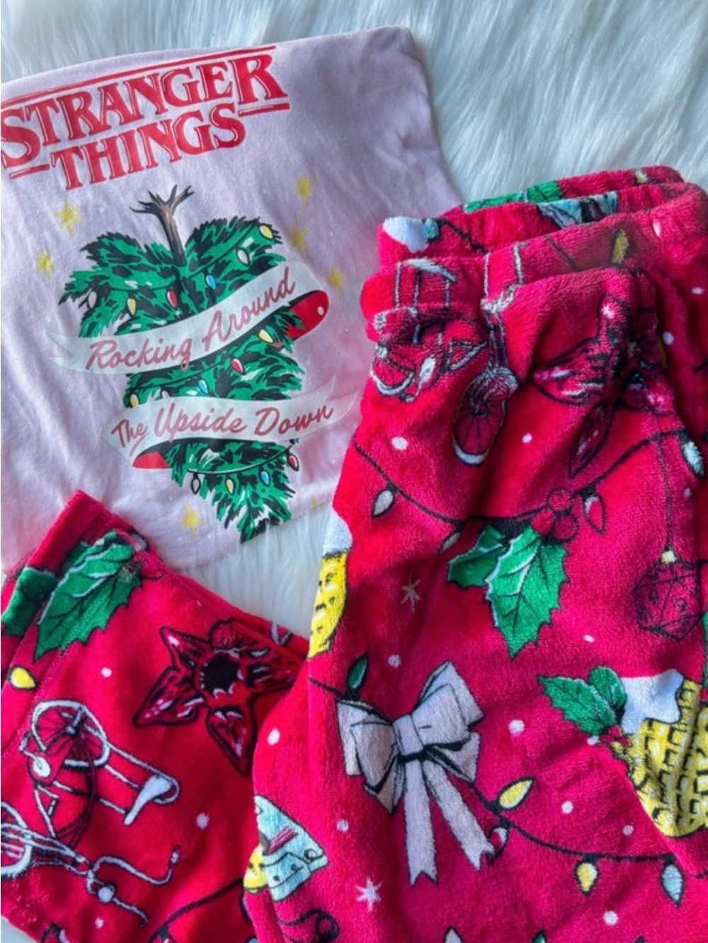 Stranger Things Women’s Red Holiday Pajama Set